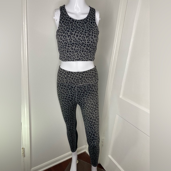 ANTHROPOLOGY ALLFENIX Leopard Print Crop Top and Leggings Set - Picture 1 of 9